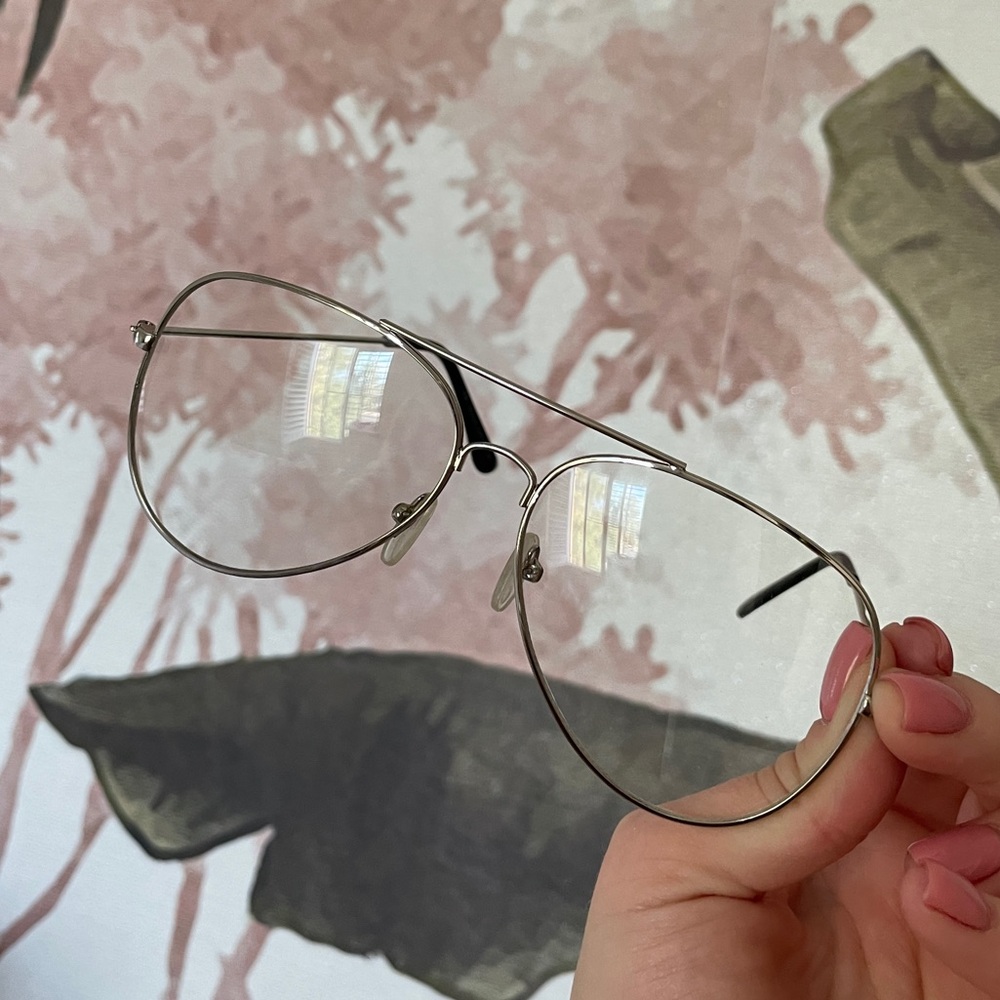 NWOT Women's Classic Aviator Style Fashion Metal Clear Lens Glasses